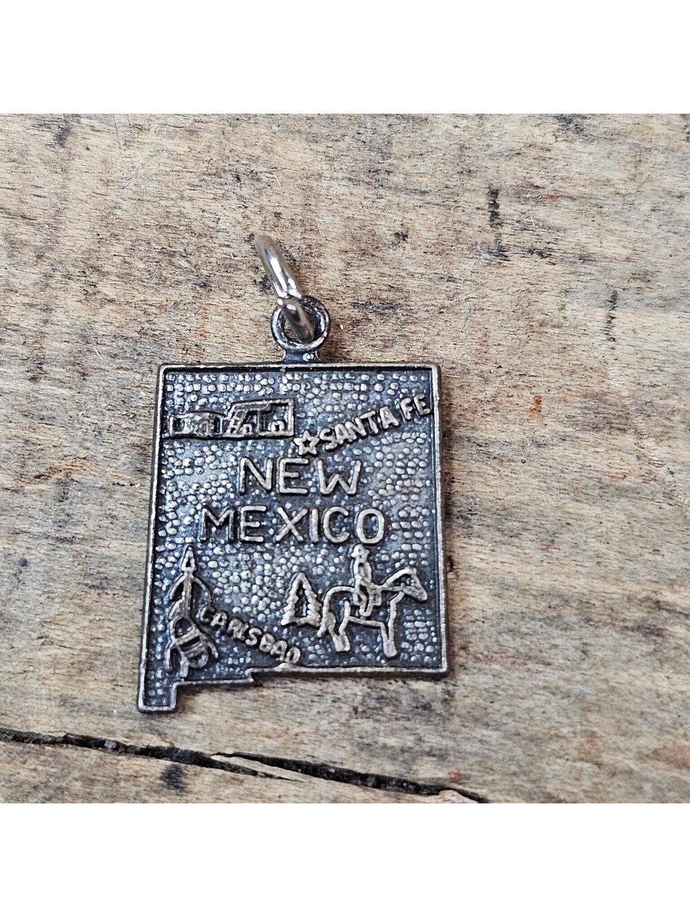 Vintage Sterling Silver New Mexico State Souvenir Charm Santa Fe Carlsbad 2g